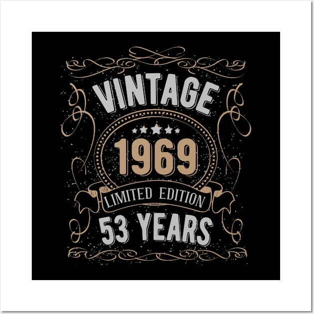 Vintage 1969 Limited Edition 53rd Birthday 53 Years Old Wall Art by BramCrye